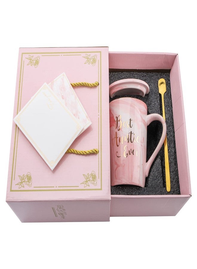 Hedume Best Auntie Ever Mug, 12 Oz Pink Marble Ceramic Coffee Cup with Gifts Box and Greeting Card, Aunt Gifts from Niece and Nephew, Funny Birthday Presents for Aunty - Image 2